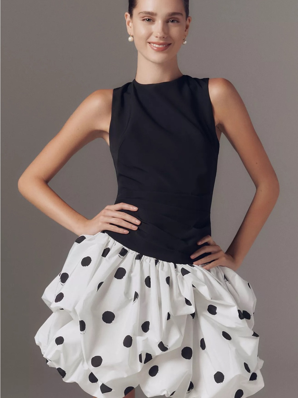 Mac Duggal Drop-Waist Mini Bubble-Hem Dress